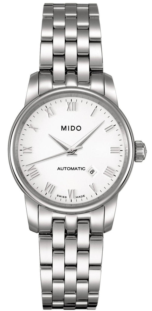 Mido Baroncelli III Automatic White Dial Silver Steel Strap Watch For Women - M7600.4.26.1 Buy Now By Mido