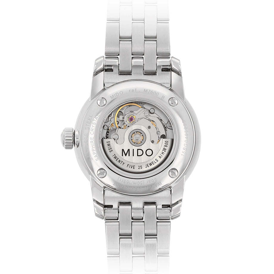 Mido Baroncelli III Automatic White Dial Silver Steel Strap Watch For Women - M7600.4.26.1 Buy Now By Mido
