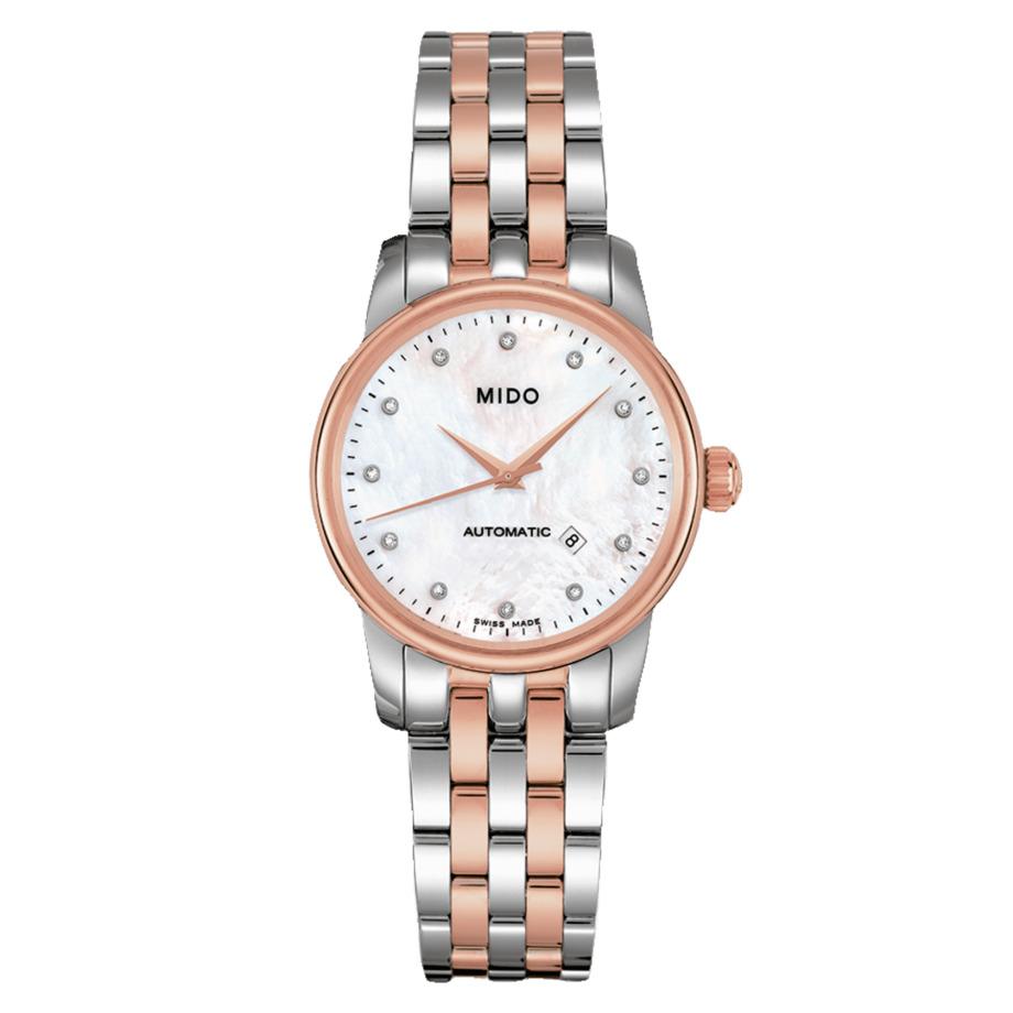 Mido Baroncelli III Automatic Mother of Pearl White Dial Two Tone Steel Strap Watch For Women - M7600.9.69.1 Buy Now By Mido