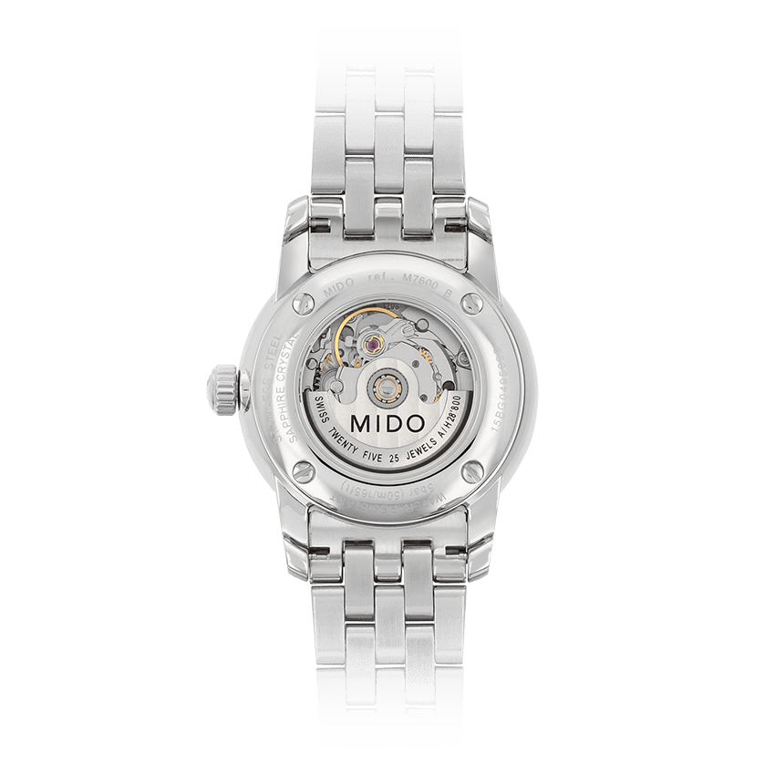 Mido Baroncelli III Automatic Diamonds White Dial Silver Steel Strap Watch For Women - M7600.4.66.1 Buy Now By Mido
