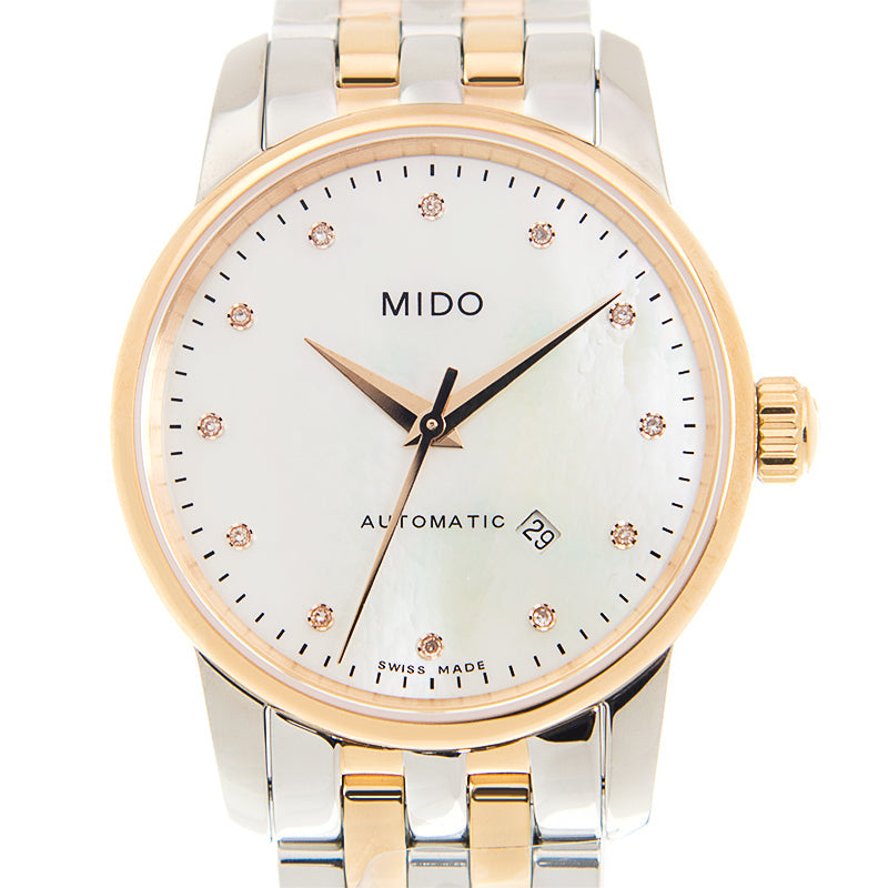 Mido Baroncelli III Automatic Mother of Pearl White Dial Two Tone Steel Strap Watch For Women - M7600.9.69.1 Buy Now By Mido