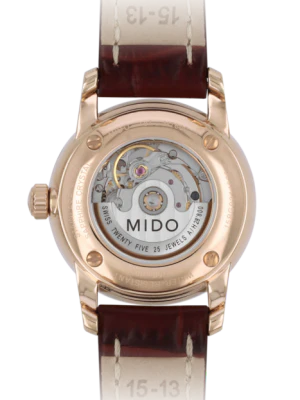 Mido Baroncelli III Automatic White Dial Brown Leather Strap Watch For Women - M7600.3.26.8 Buy Now By Mido