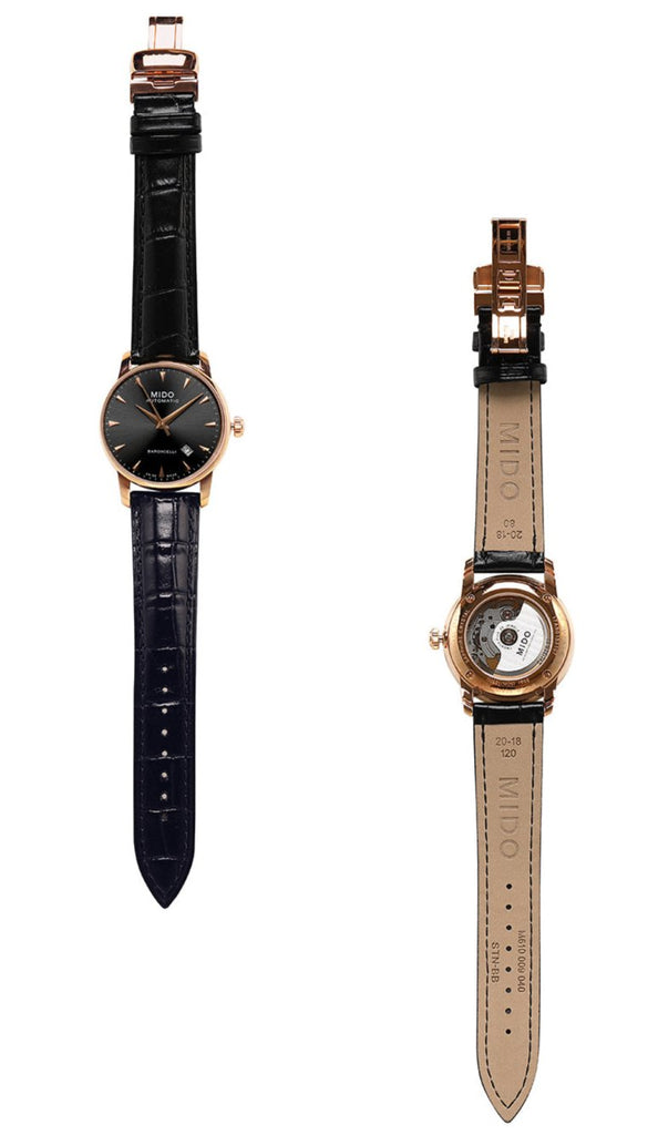 Mido Baroncelli III Automatic Grey Dial Black Leather Strap Watch For Men - M8600.3.13.4 Buy Now By Mido