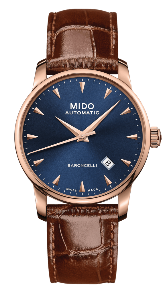 Mido Baroncelli III Automatic Blue Dial Brown Leather Strap Watch For Men - M8600.3.15.8 Buy Now By Mido