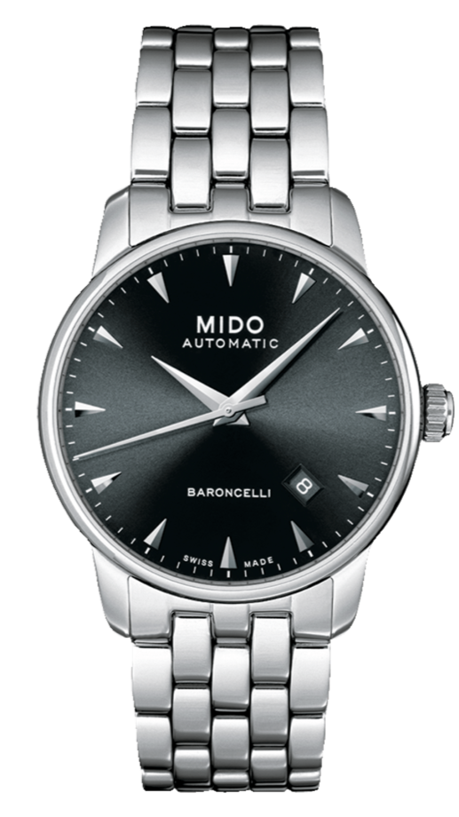 Mido Baroncelli Ii Automatic Black Dial Silver Steel Strap Watch For Men - M8600.4.18.1 Buy Now By Mido