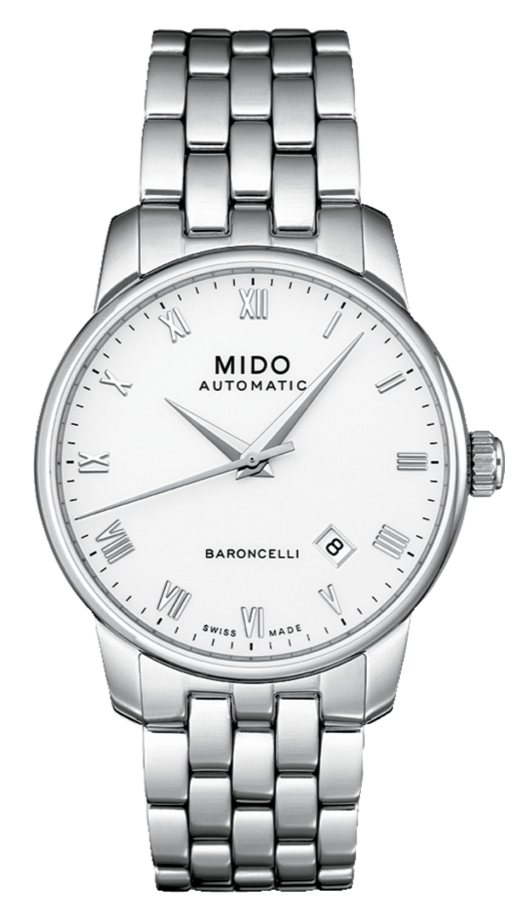 Mido Baroncelli II Automatic White Dial Silver Steel Strap Watch For Men - M8600.4.26.1 Buy Now By Mido