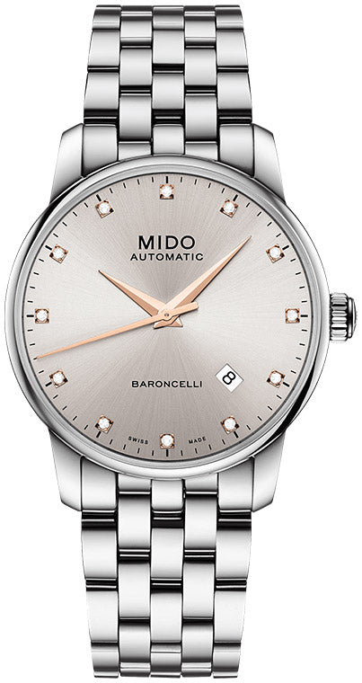 Mido Baroncelli III Automatic Silver Dial Silver Steel Strap Watch For Men - M8600.4.67.1 Buy Now By Mido