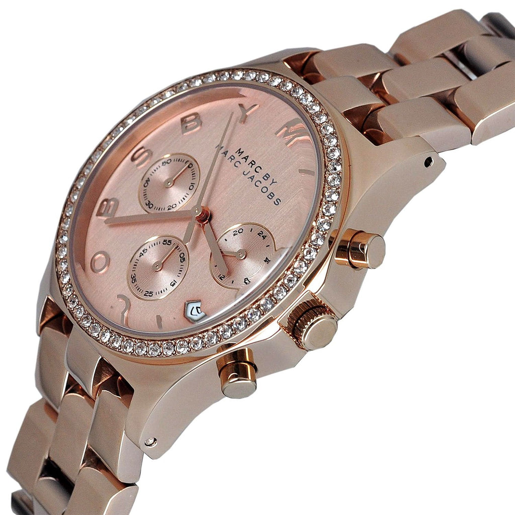 Marc Jacobs Henry Chronograph Rose Gold Dial Rose Gold Steel Strap Watch for Women - MBM3118 Buy Now By Marc Jacobs
