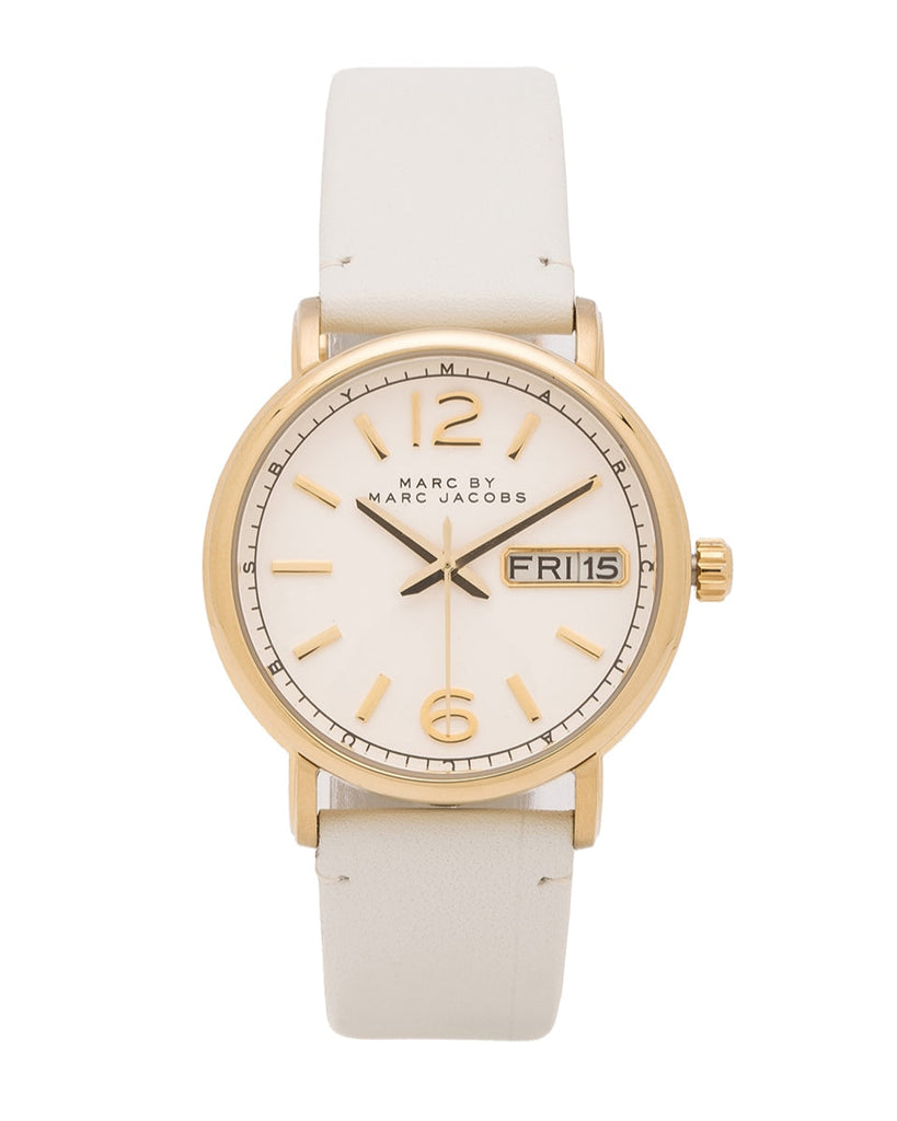 Marc Jacobs Fergus White Dial White Leather Strap Watch for Women - MBM8653 Buy Now By Marc Jacobs