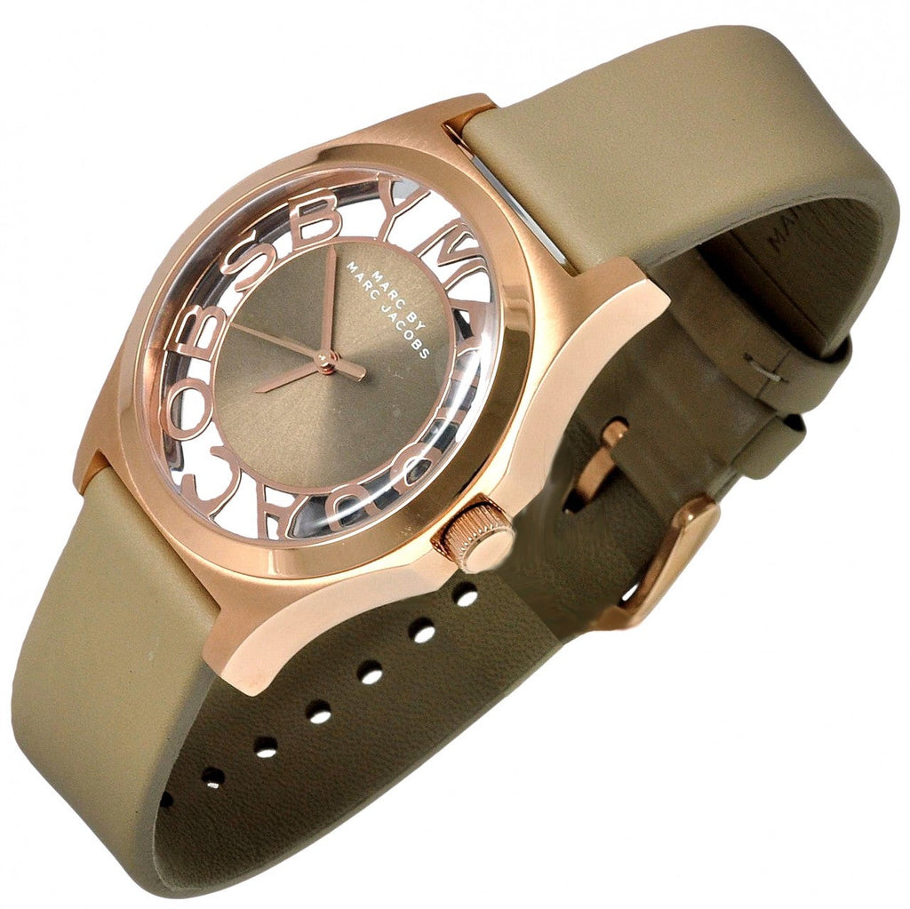 Marc Jacobs Henry Dinky Skeleton Beige Dial Beige Leather Strap Watch for Women - MBM1245 Buy Now By Marc Jacobs