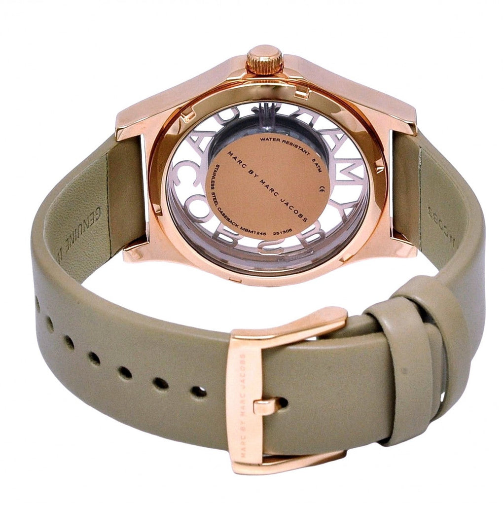 Marc Jacobs Henry Dinky Skeleton Beige Dial Beige Leather Strap Watch for Women - MBM1245 Buy Now By Marc Jacobs