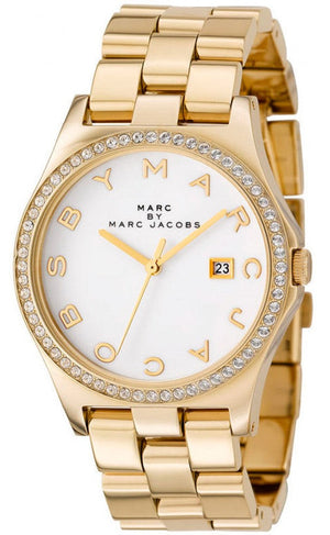 Marc Jacobs Henry Diamonds White Dial Gold Steel Strap Watch for Women - MBM3045 Buy Now By Marc Jacobs