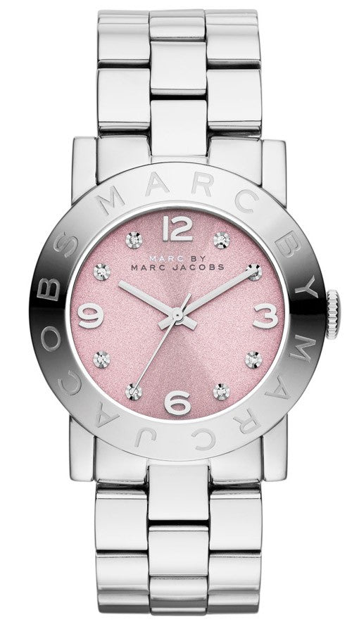 Marc Jacobs Amy Life Pink Dial Silver Steel Strap Watch for Women - MBM3300 Buy Now By Marc Jacobs