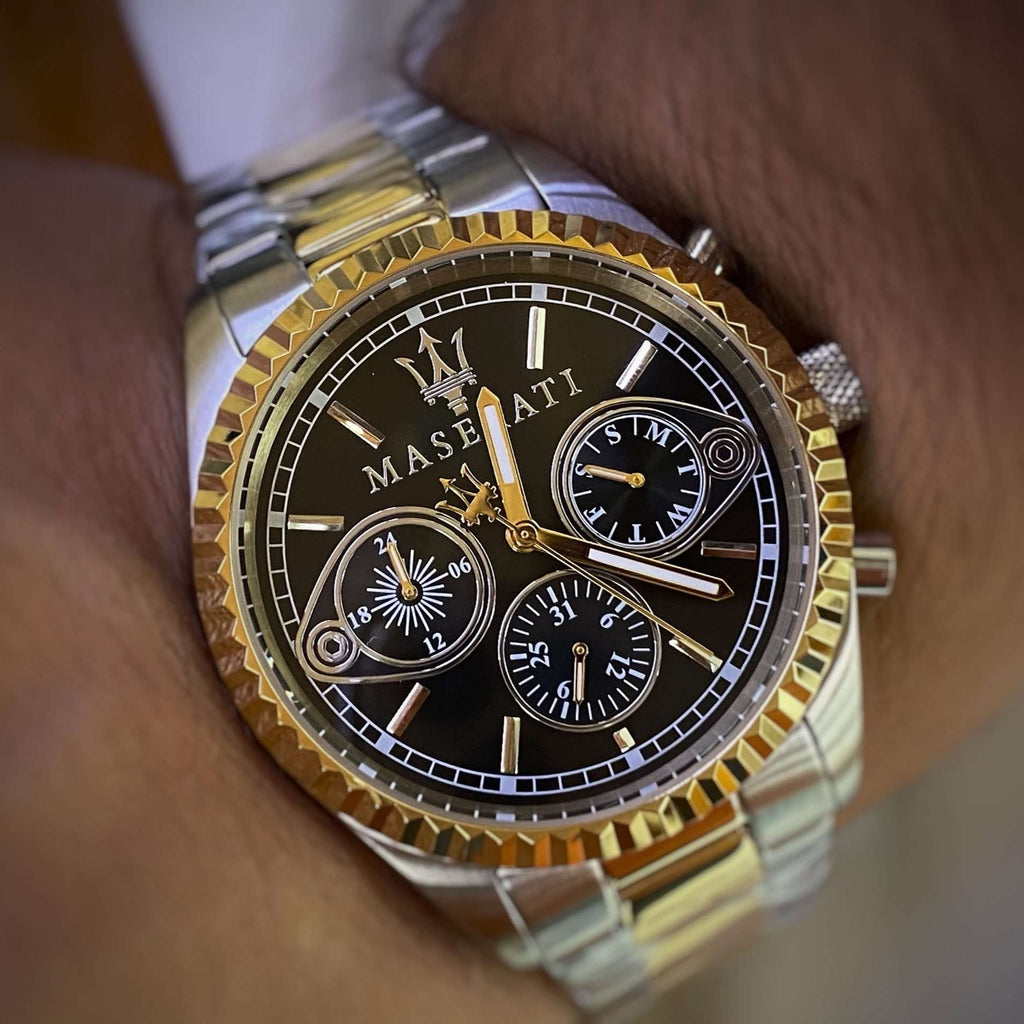 Maserati Competizione Chronograph Black Dial Two Tone Steel Strap Watch For Men - R8853100016 Buy Now By Maserati