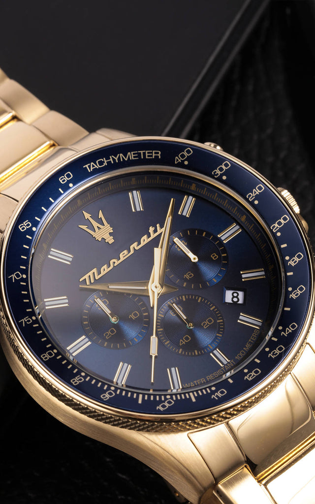Maserati SFIDA Analog Blue Dial Gold Stainless Steel Watch For Men - R8873640008 Buy Now By Maserati