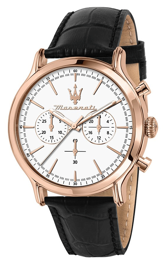 Maserati Epoca Chronograph White Dial Black Leather Strap Watch For Men - R8871618016 Buy Now By Maserati