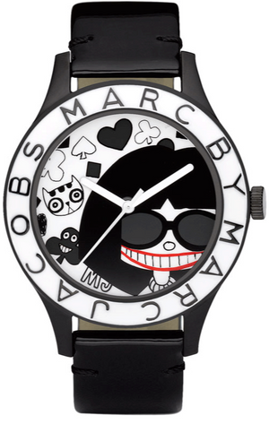 Marc Jacobs White & Black Dial Black Leather Strap Watch for Women - MBM1148 Buy Now By Marc Jacobs