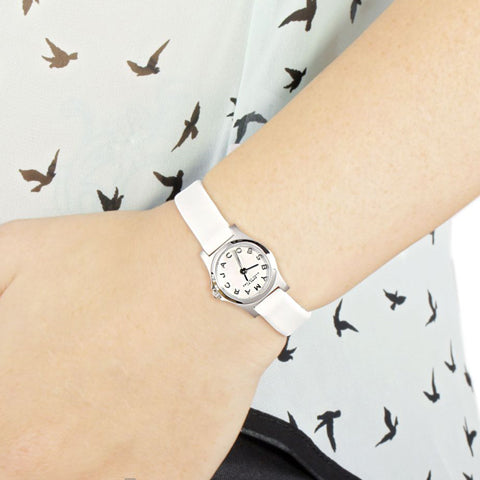 Marc Jacobs Henry Dinky White Dial White Leather Strap Watch for Women - MBM1234 Buy Now By Marc Jacobs