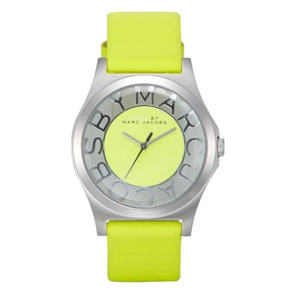 Marc Jacobs Henry Skeleton Neon Yellow Dial Yellow Leather Strap Watch for Women - MBM1242 Buy Now By Marc Jacobs