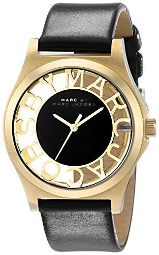 Marc Jacobs Henry Skeleton Black Dial Black Leather Strap Watch for Women - MBM1246 Buy Now By Marc Jacobs