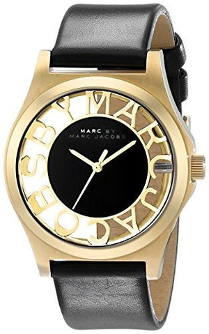 Marc Jacobs Henry Skeleton Black Dial Black Leather Strap Watch for Women - MBM1246 Buy Now By Marc Jacobs