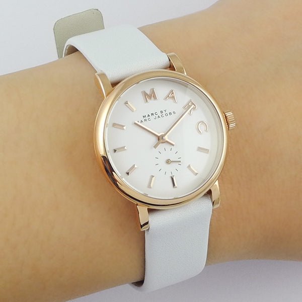 Marc Jacobs Baker White Dial White Leather Strap Watch for Women - MBM1283 Buy Now By Marc Jacobs