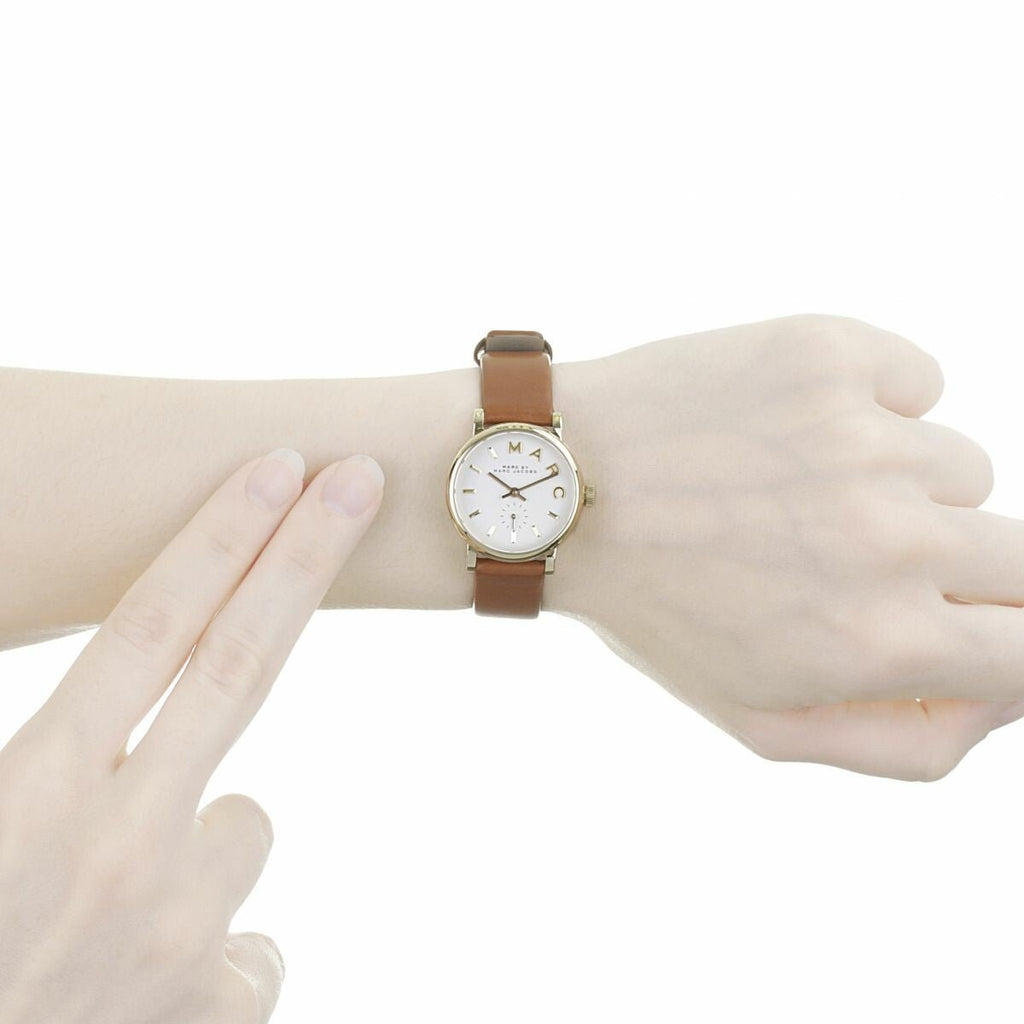 Marc Jacobs Baker White Dial Brown Leather Strap Watch for Women - MBM1317 Buy Now By Marc Jacobs