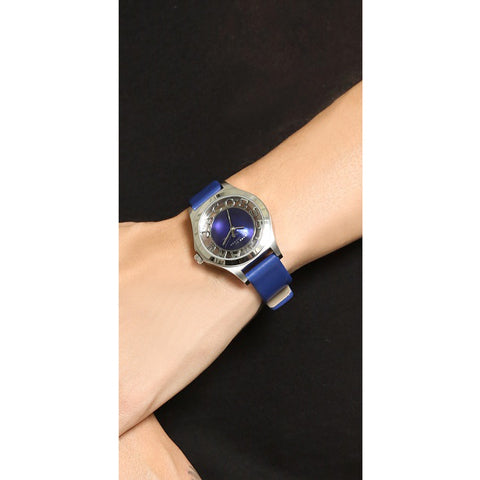 Marc Jacobs Henry Skeleton Blue Dial Blue Leather Strap Watch for Women - MBM1337 Buy Now By Marc Jacobs