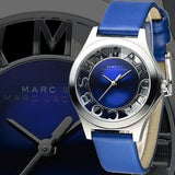 Marc Jacobs Henry Skeleton Blue Dial Blue Leather Strap Watch for Women - MBM1337 Buy Now By Marc Jacobs