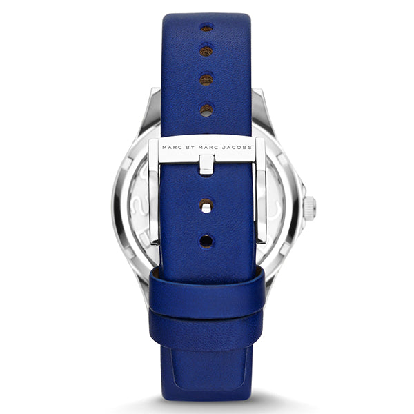 Marc Jacobs Henry Skeleton Blue Dial Blue Leather Strap Watch for Women - MBM1337 Buy Now By Marc Jacobs