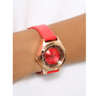 Marc Jacobs Henry Skeleton Red Dial Red Leather Strap Watch for Women - MBM1338 Buy Now By Marc Jacobs
