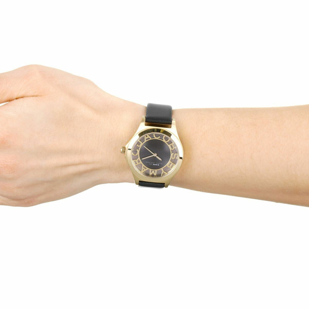 Marc Jacobs Henry Skeleton Black Dial Black Leather Strap Watch for Women - MBM1340 Buy Now By Marc Jacobs