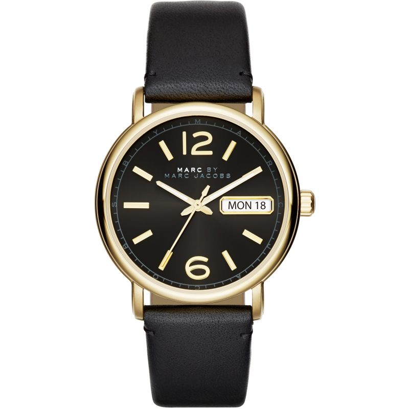 Marc Jacobs Fergus Black Dial Black Leather Strap Watch for Women - MBM8651 Buy Now By Marc Jacobs