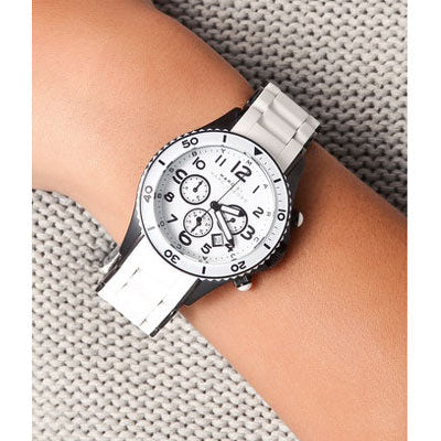 Marc Jacobs Rock Chronograph White Dial White Silicone Strap Watch for Women - MBM2574 Buy Now By Marc Jacobs