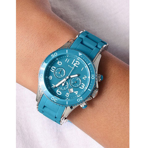 Marc Jacobs Rock Chronograph Blue Dial Blue Silicone Strap Watch for Women - MBM2575 Buy Now By Marc Jacobs