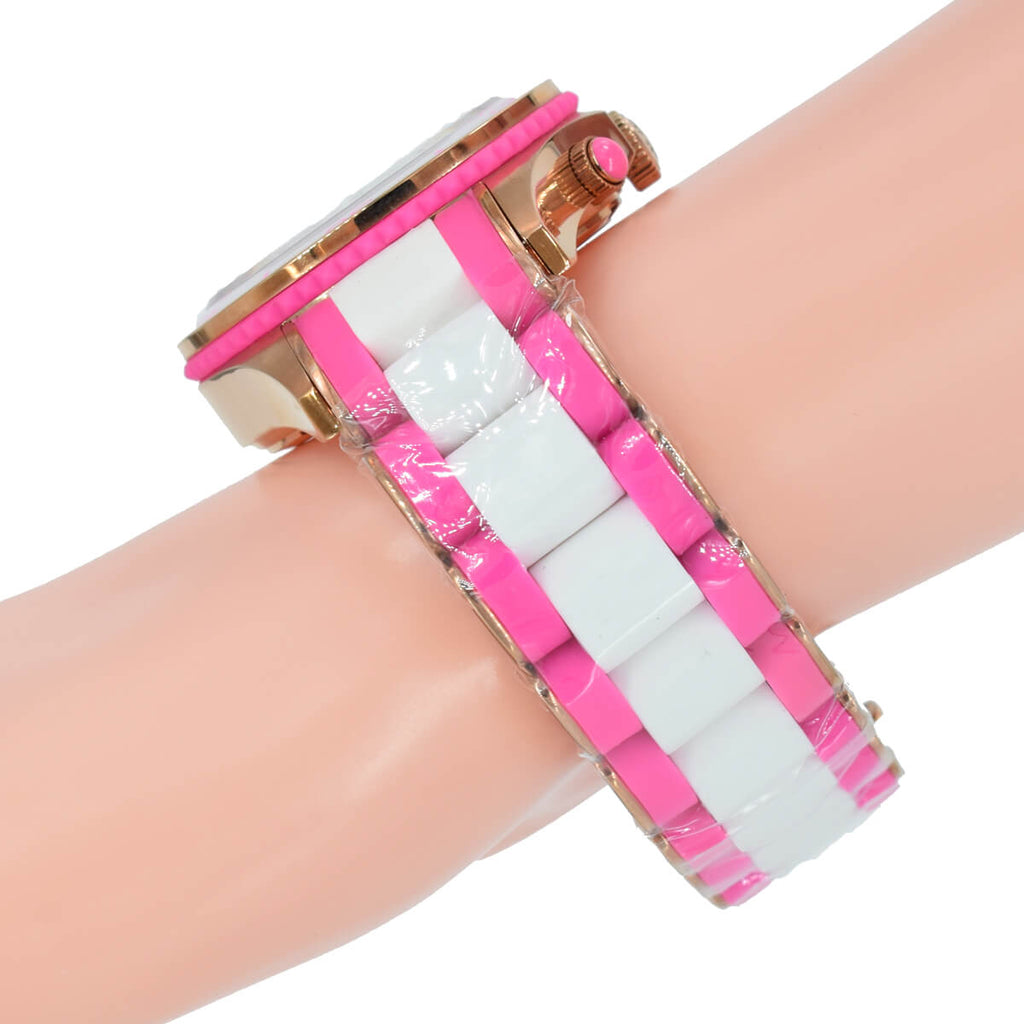 Marc Jacobs Rock Chronograph White Dial Two Tone Silicone Strap Watch for Women - MBM2593 Buy Now By Marc Jacobs