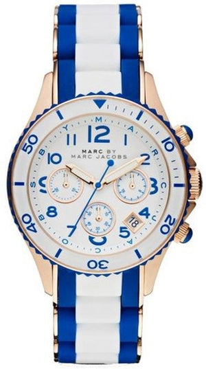 Marc Jacobs Rock Chronograph White Dial Two Tone Silicone Strap Watch for Women - MBM2594 Buy Now By Marc Jacobs