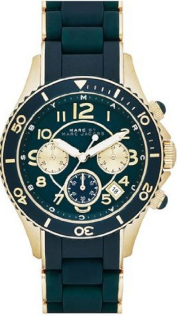 Marc Jacobs Rock Chronograph Green Dial Green Silicone Strap Watch for Women - MBM2597 Buy Now By Marc Jacobs