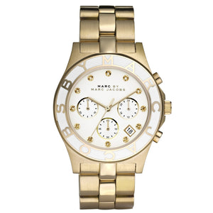 Marc Jacobs Blade Chronograph White Dial Gold Steel Strap Watch for Women - MBM3081 Buy Now By Marc Jacobs