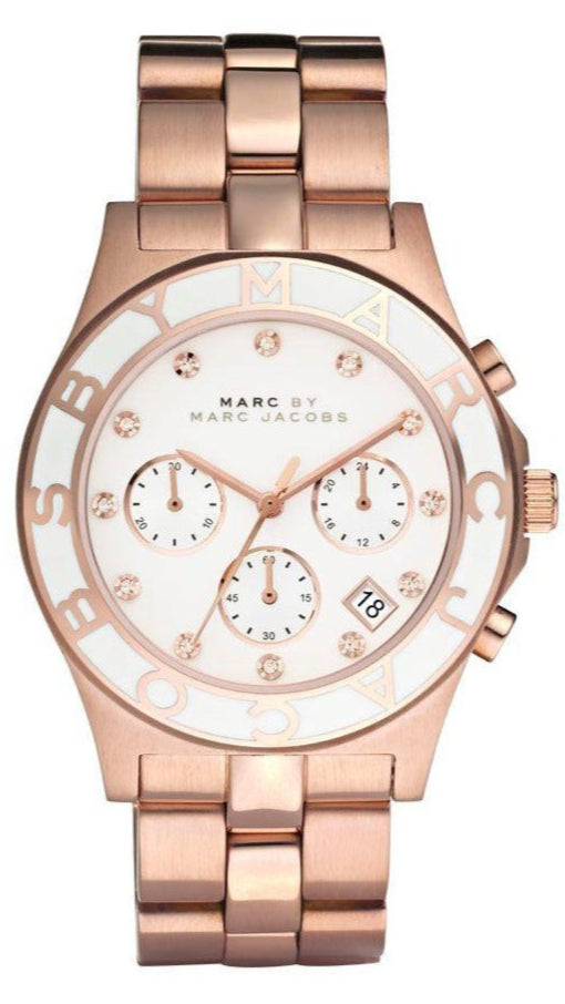 Marc Jacobs Blade Chronograph White Dial Rose Gold Steel Strap Watch for Women - MBM3082 Buy Now By Marc Jacobs