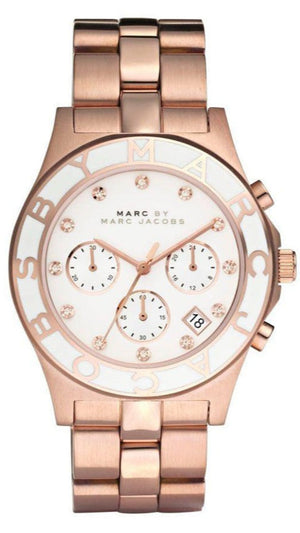 Marc Jacobs Blade Chronograph White Dial Rose Gold Steel Strap Watch for Women - MBM3082 Buy Now By Marc Jacobs