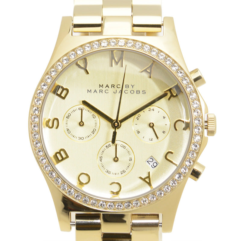 Marc Jacobs Henry Chronograph Gold Dial Gold Steel Strap Watch for Women - MBM3105 Buy Now By Marc Jacobs
