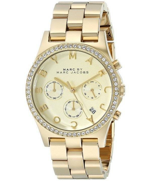 Marc Jacobs Henry Chronograph Gold Dial Gold Steel Strap Watch for Women - MBM3105 Buy Now By Marc Jacobs