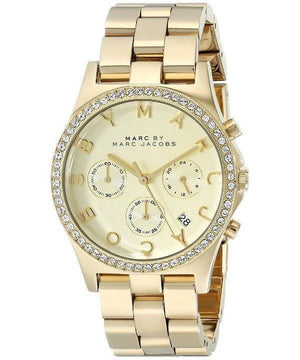 Marc Jacobs Henry Chronograph Gold Dial Gold Steel Strap Watch for Women - MBM3105 Buy Now By Marc Jacobs