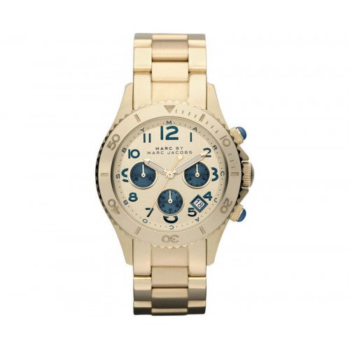 Marc Jacobs Rock Metal Chronograph Gold Dial Gold Steel Strap Watch for Men - MBM3158 Buy Now By Marc Jacobs