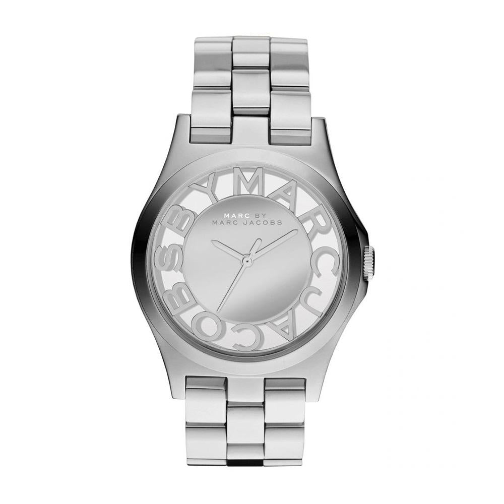Marc Jacobs Henry Transparent Silver Dial Silver Steel Strap Watch for Women - MBM3205 Buy Now By Marc Jacobs