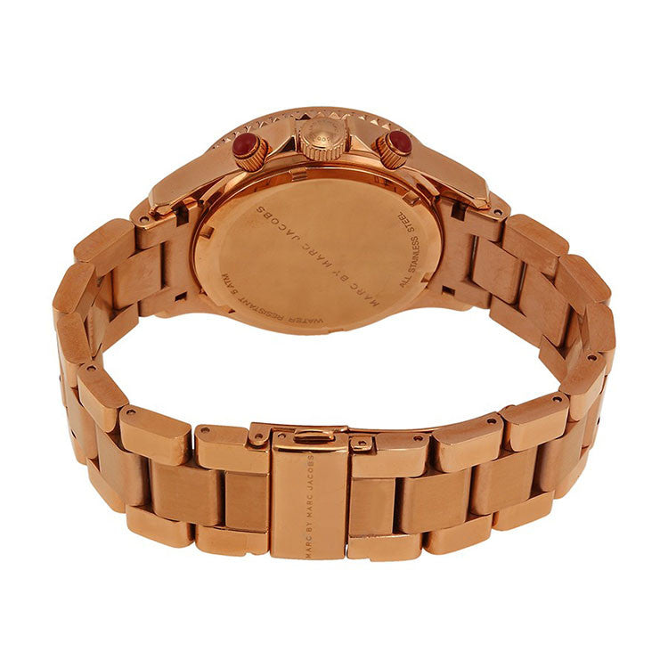 Marc Jacobs Rock Chronograph Mother of Pearl Red Dial Rose Gold Steel Strap Unisex Watch - MBM3251 Buy Now By Marc Jacobs