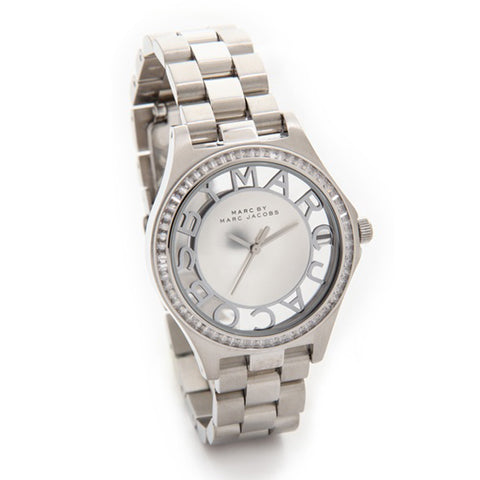 Marc Jacobs Henry Transparent Silver Dial Silver Steel Strap Watch for Women - MBM3337 Buy Now By Marc Jacobs