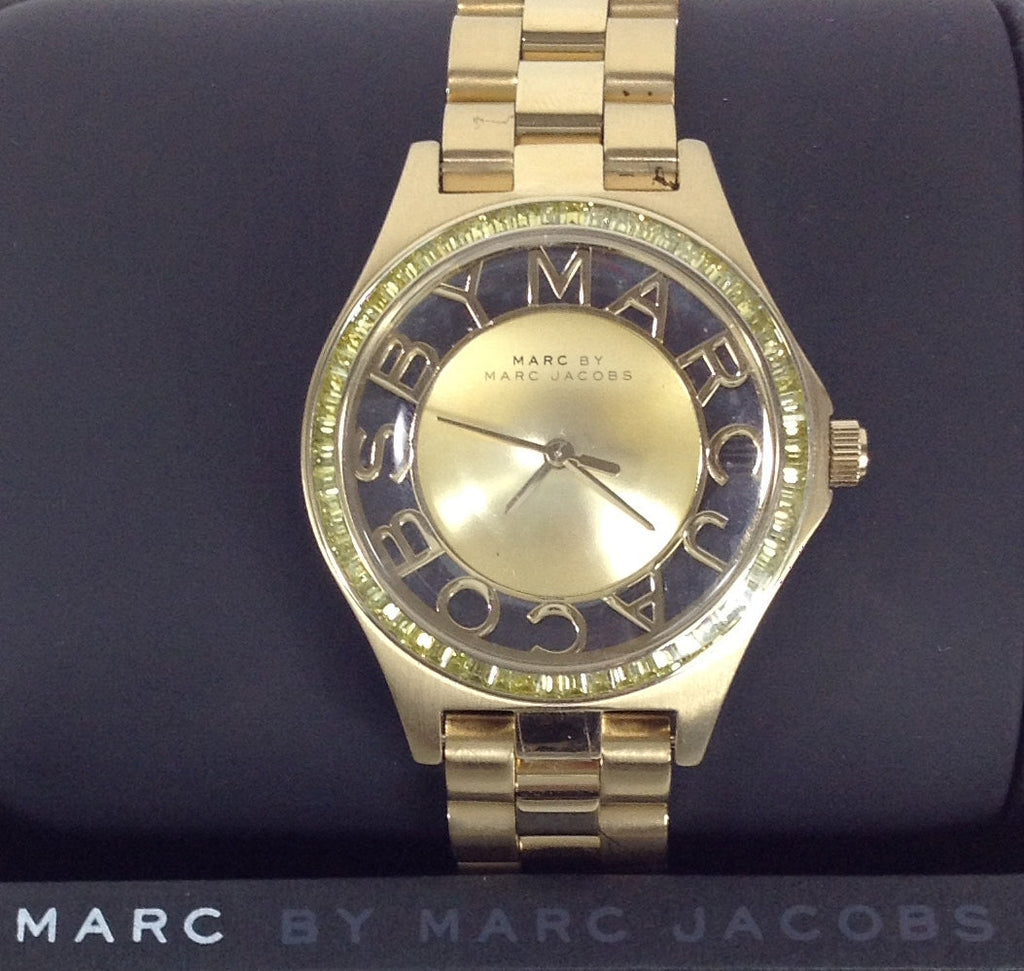 Marc Jacobs Henry Transparent Gold Dial Gold Steel Strap Watch for Women - MBM3338 Buy Now By Marc Jacobs