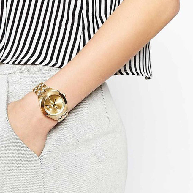 Marc Jacobs Peeker Chronograph Gold Dial Gold Steel Strap Watch for Women - MBM3393 Buy Now By Marc Jacobs